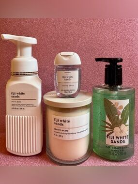 Bath and Body Works Fiji White Sands Candle, and Hand Soap Collection Brand New